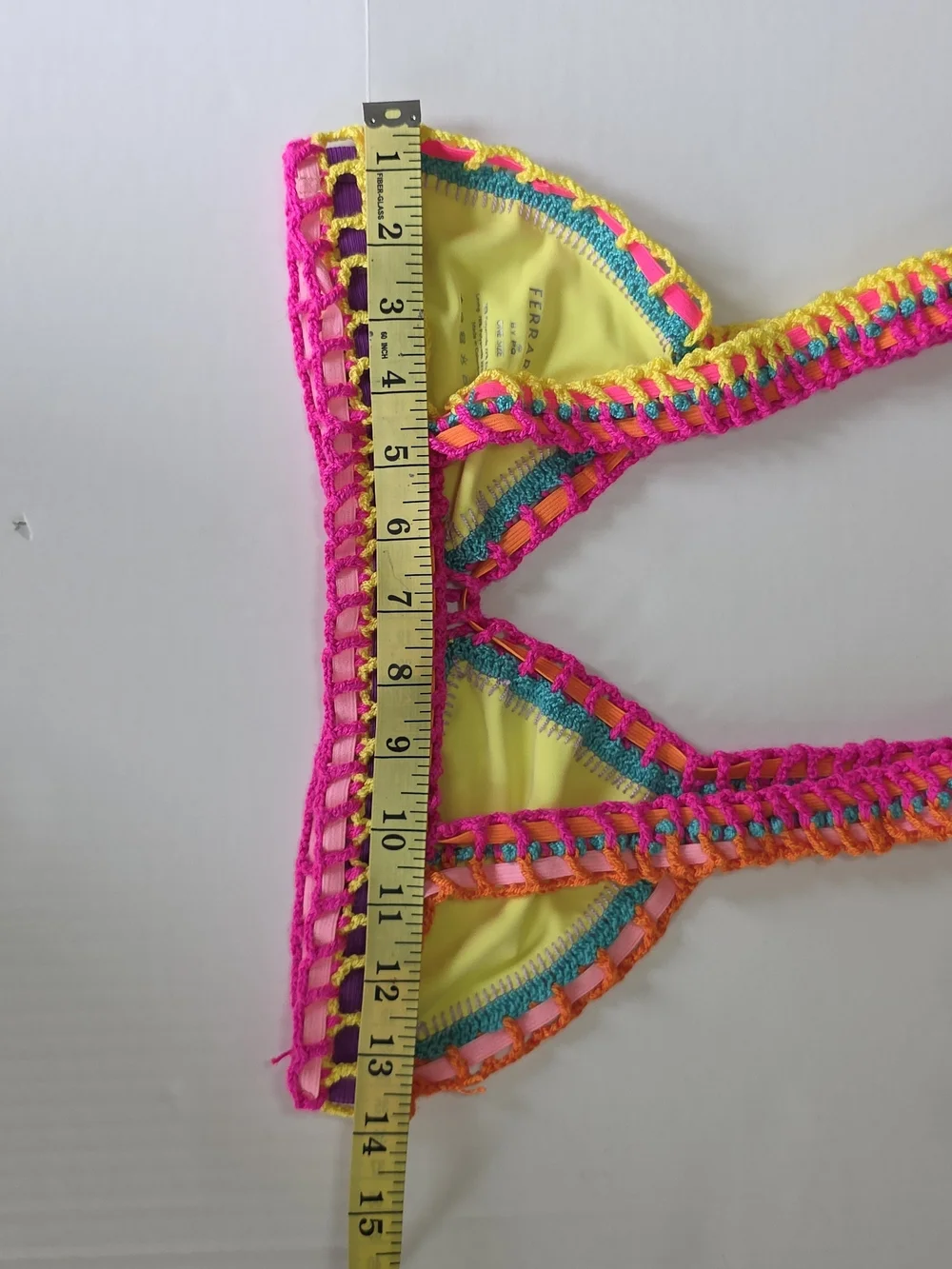 Yellow Crochet-Trim Top Bikini Color Details Summer Beach Resortwaer Retro
